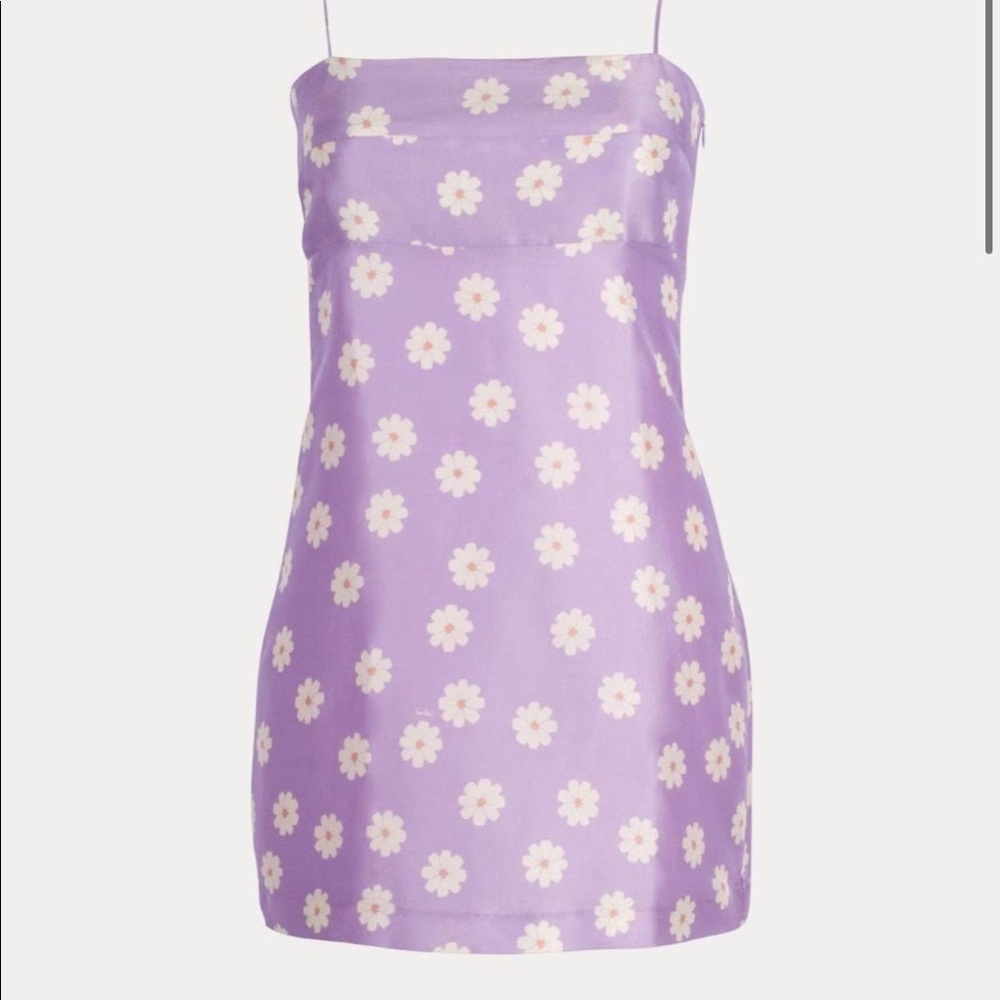 Realisation Par Medium Christy Silk Mini Dress in Purple Daisy Floral - Picture 4 of 14